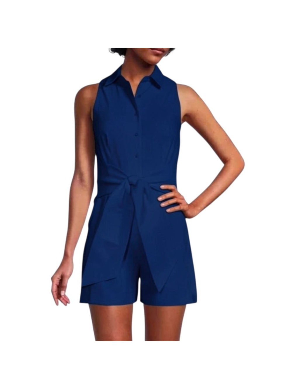 Antonio Melani Hayden Collar
Sleeveless Linen Tie Front Romper Navy Blue Sz 10